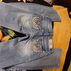 Miss Me Light Blue Boot Cut Jeans with Embroidery